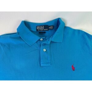 Polo by Ralph Lauren Mens XL Custom Fit‎ Blue Polo Shirt Red Pony Logo